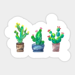 Three Little Cactus Plants Sticker